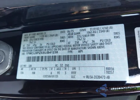 2025 Ford Escape St-Line Elite из США, поврежденный, VIN 1FMCU9PZXSUB41238